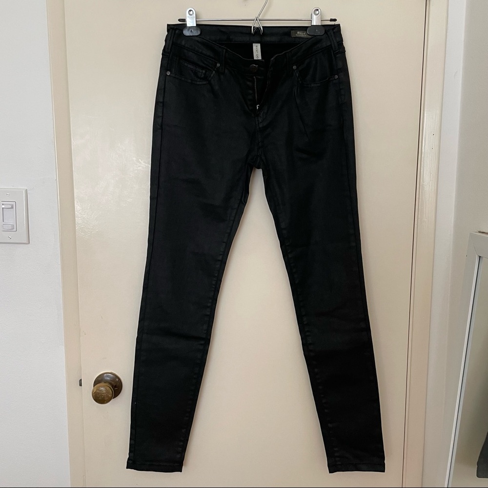 Mango women’s belle super slim coated black jeans size 8